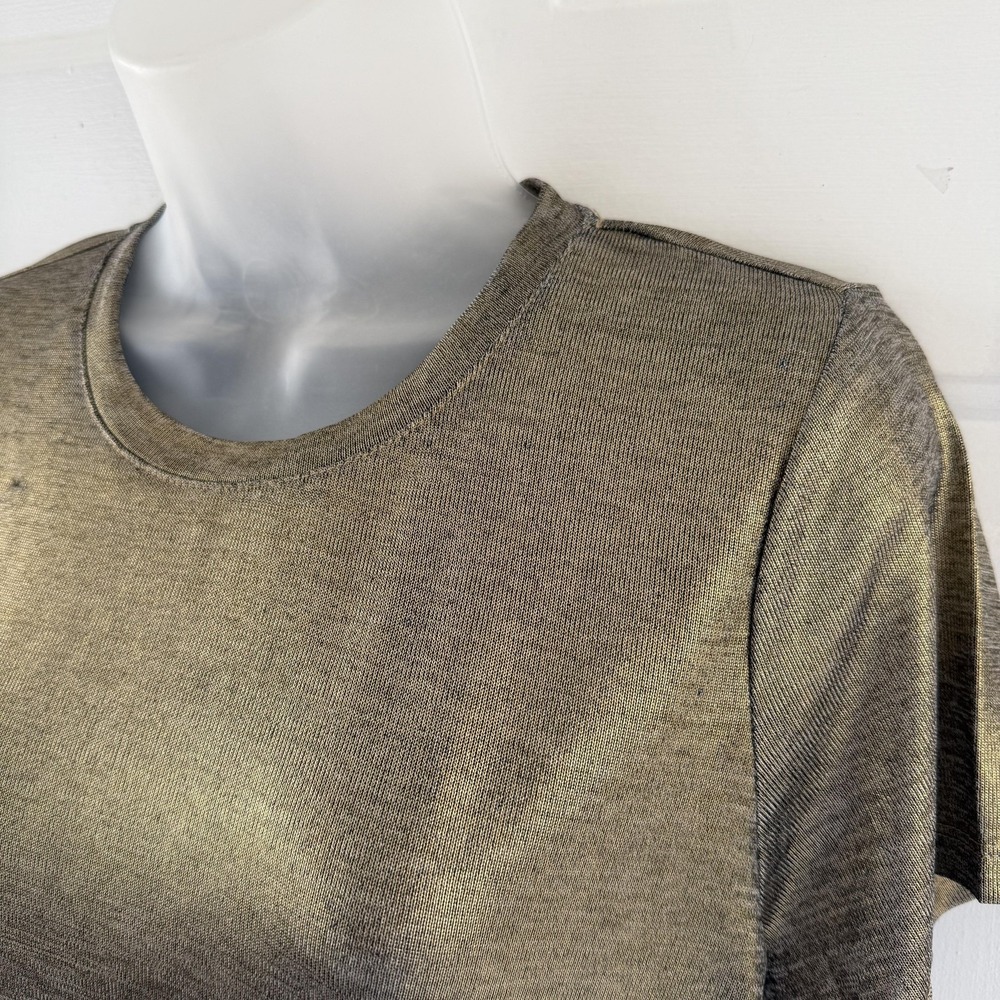 Porridge Shine Glam Tee Shirt Womens Medium Gold Metallic Anthropologie Y2K - Picture 6 of 16